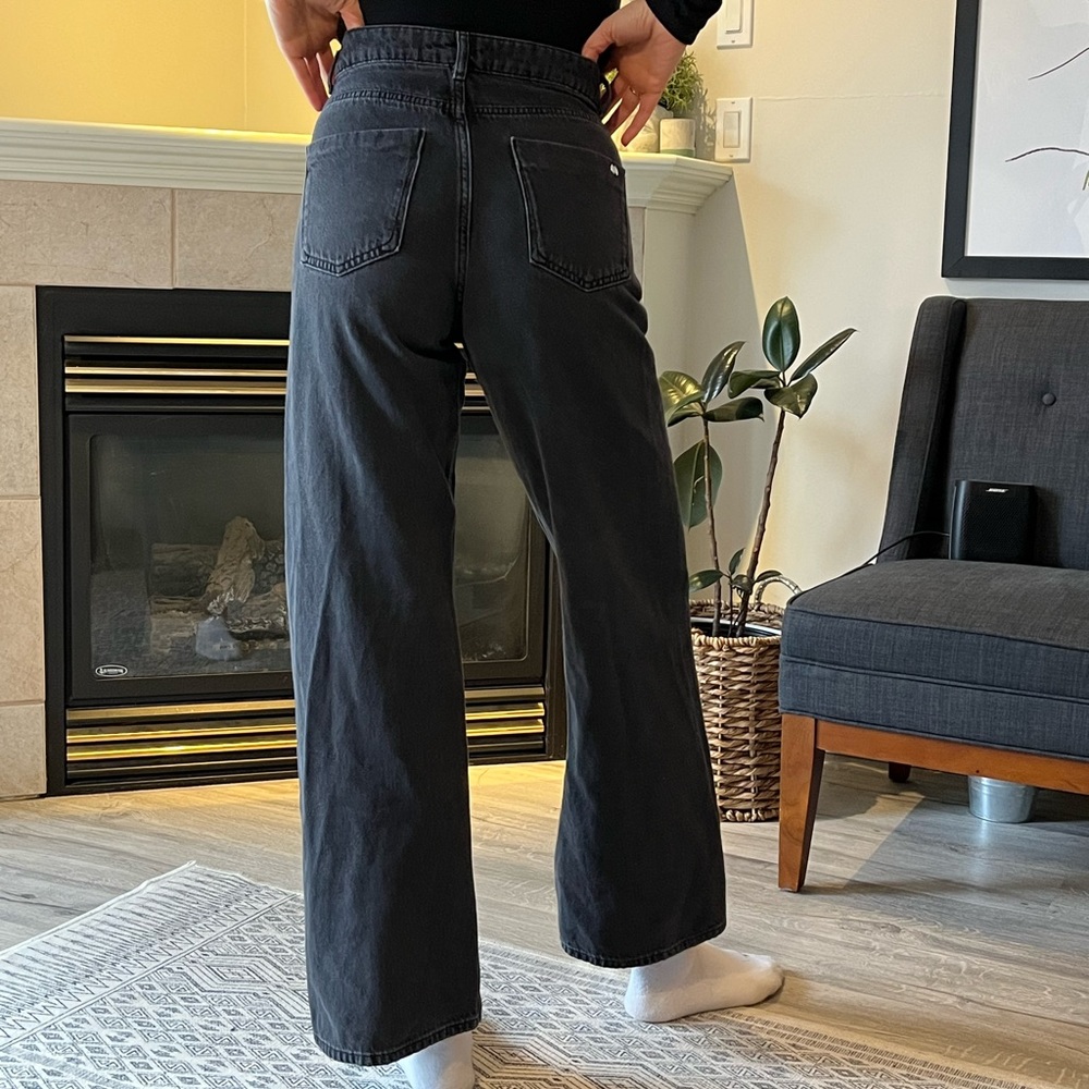 Zara washed black wide leg jeans